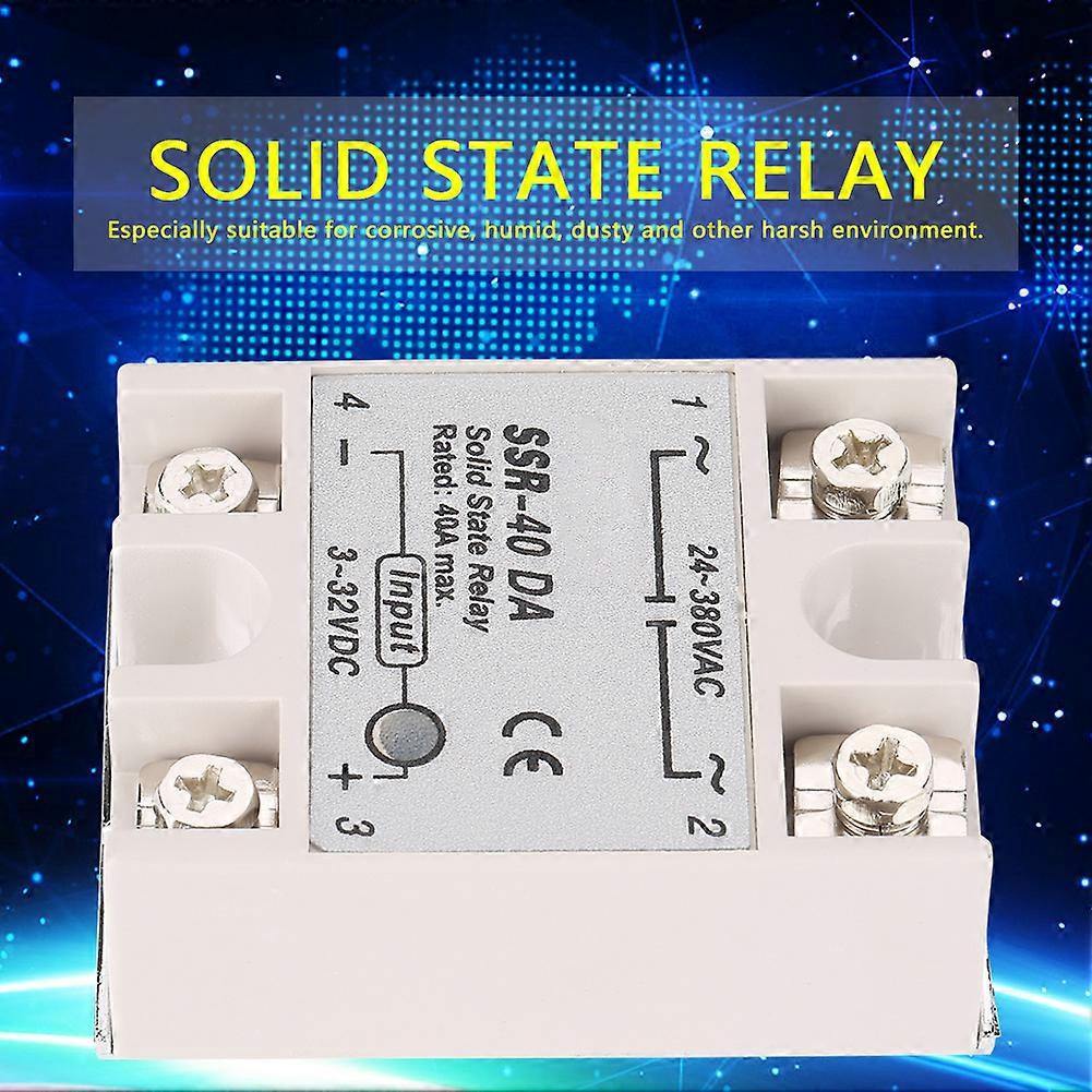 DC-AC Solid State Relay, Single Phase, SSR 40DA, Input: 3-32V DC, Output: 24-380V AC, 40A Power Control