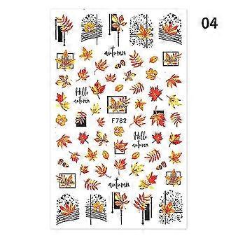 3D Line Maple Leaf Mønster Nail Sticker med klæbende DIY Plant tema Nail Sticker 15 stilarter, form -4