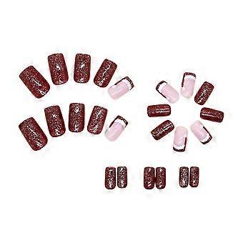 Roze & Rood met Glitter Kerstmis valse nagels charmant comfortabel om manicure te dragen Nagels voor Vingernagel DIY Decoratie, Lijm Modellen