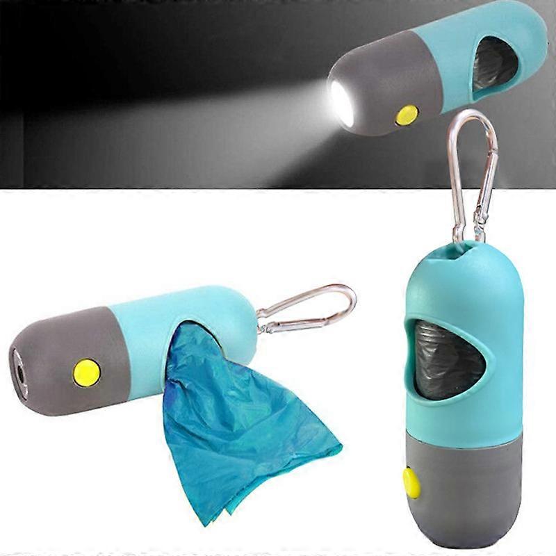 Dog Poop Bag Dispenser for Leash with Built-in Light and Metal Clip, Poop Bag Dispenser (Blue Crystal)