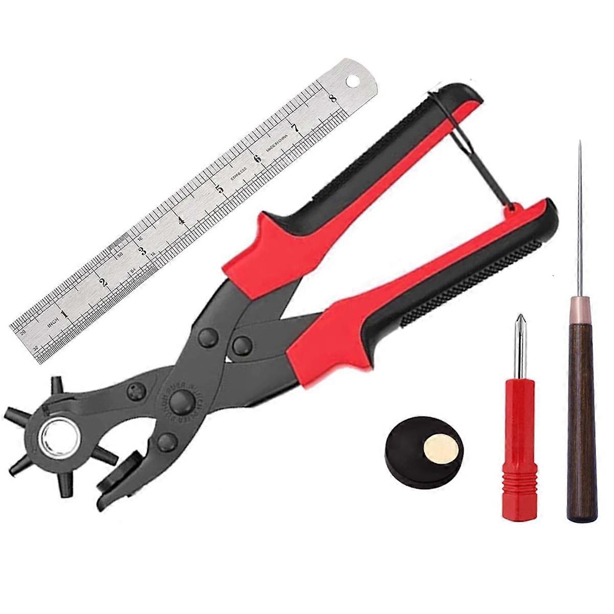 Leather Hole Punch Set, Professional Revolving Punch Plier Kit, Super Heavy Duty Rotary Puncher, Pr