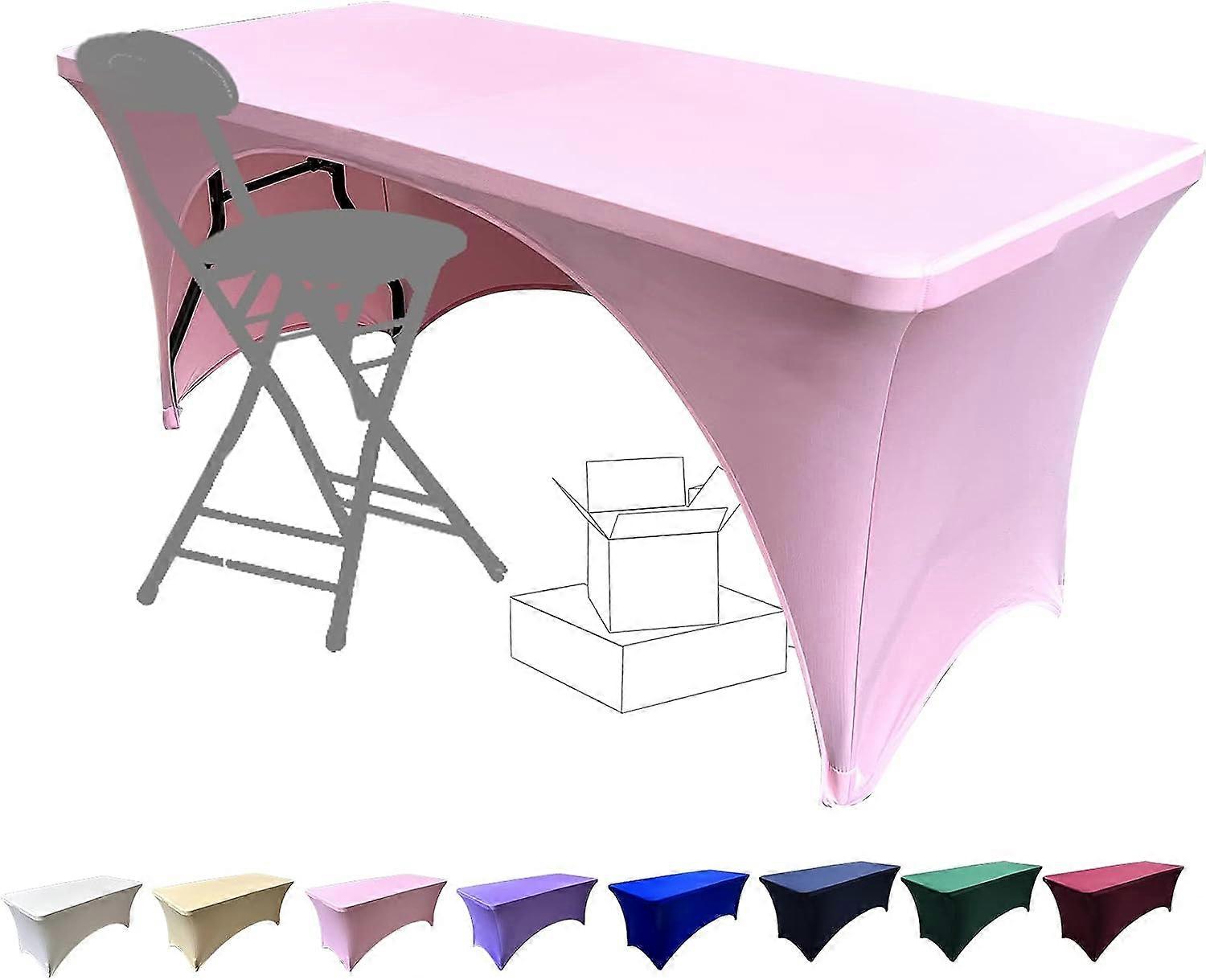 Stretchable Tablecloths 6ft for Rectangle Tables with Open Back, Fitted Spandex Rectangular Patio Table Covers