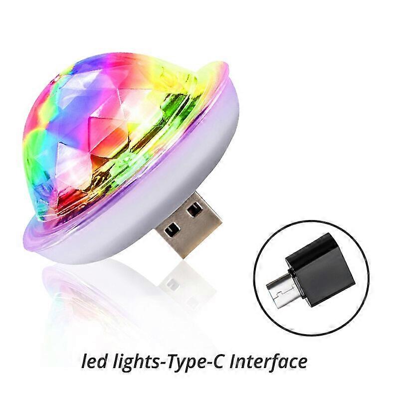 1pcs Car Led Auto USB Ambient Light DJ RGB Mini Colorful Music Sound Light USB-C Interface Apple Interface Holiday Party Karaoke
