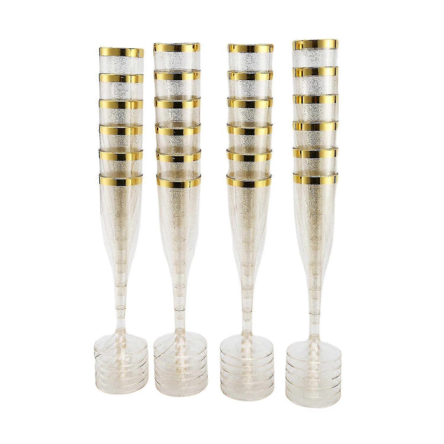 Champagne Flutes With Glitter And Rim Reusable Glasses For R