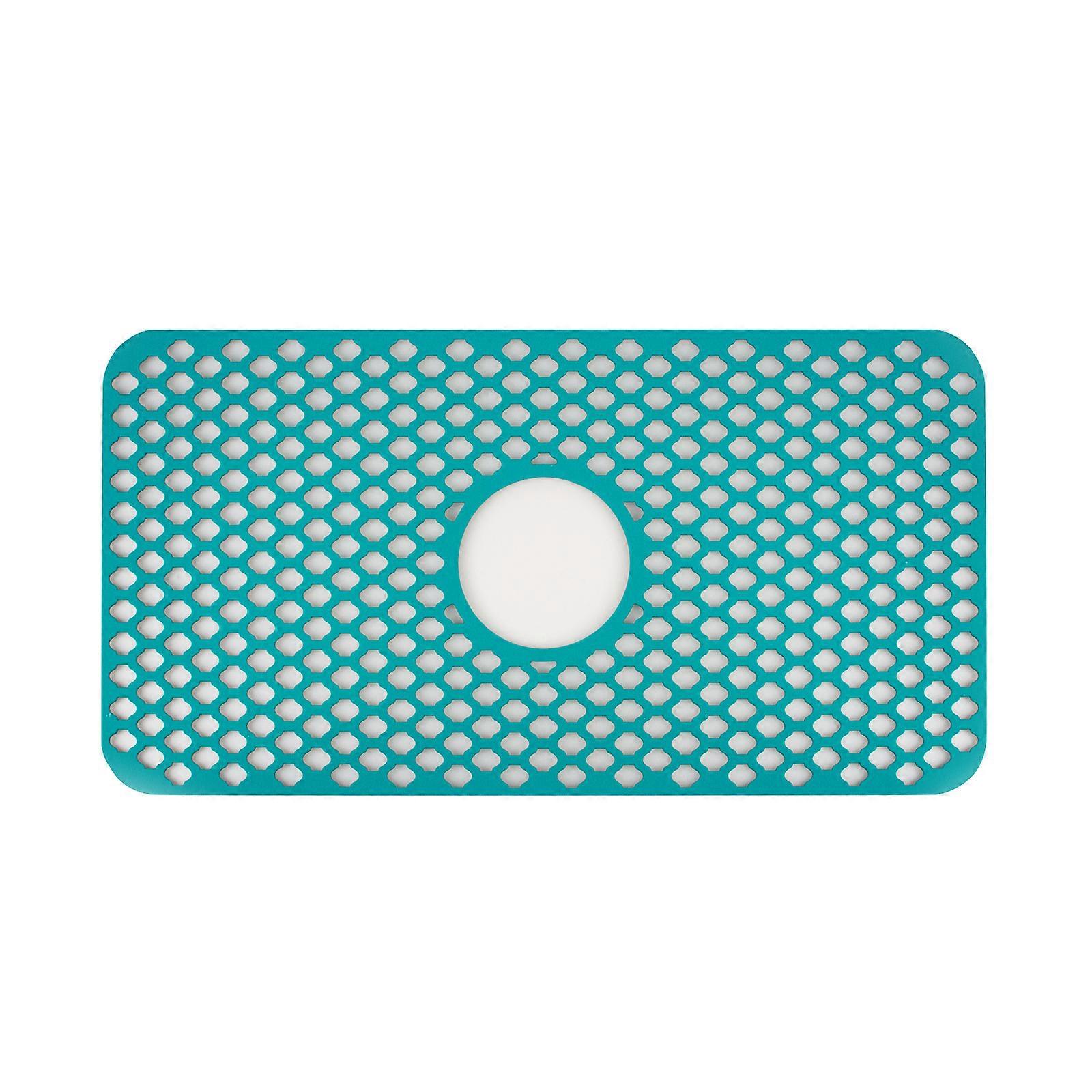 24.8"x 13" Silicone Sink Mat, Grey Kitchen Sink Protector Grid Accessory with Center Drain,1 PCS Non-slip Folding Sink Grates for Bottom of Farmhouse 