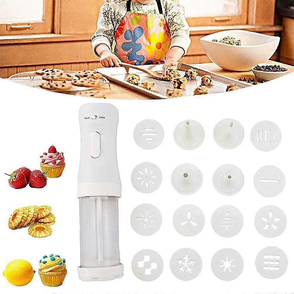 DIY Electric Cookie Press Churros Maker with 12 Discs 4 Icing Tips for DIY Cake