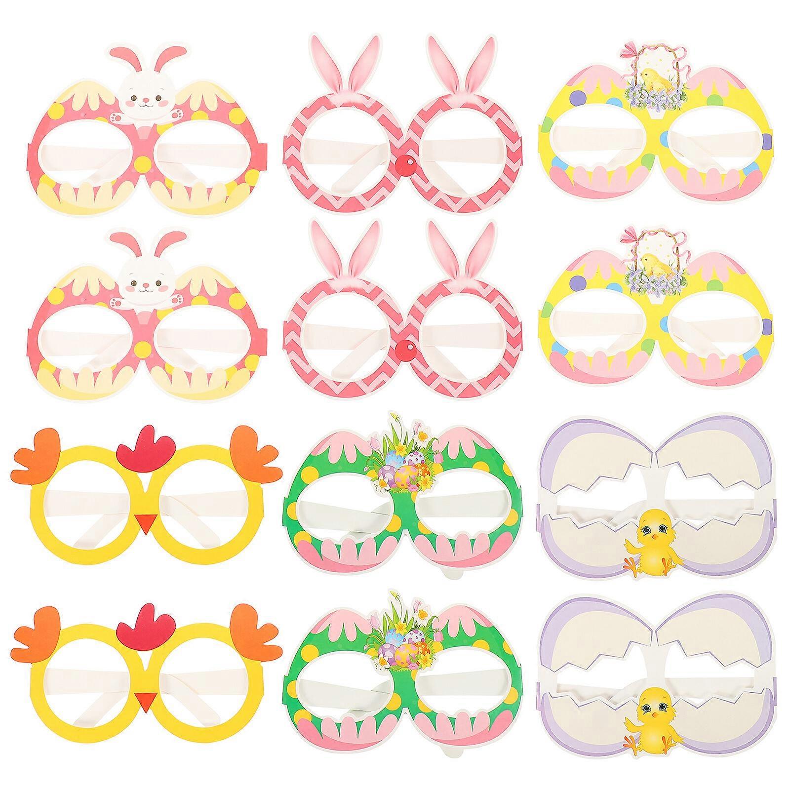 12pcs Decorative Easter Party Use Glasses Easter Themed Glasses Party Props Easter Eyeglasses