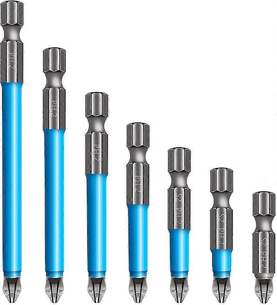 Magnetic Anti-slip Drill Bit Set, Magnetic Ph2 Screwdriver Bits Set7pcsblue