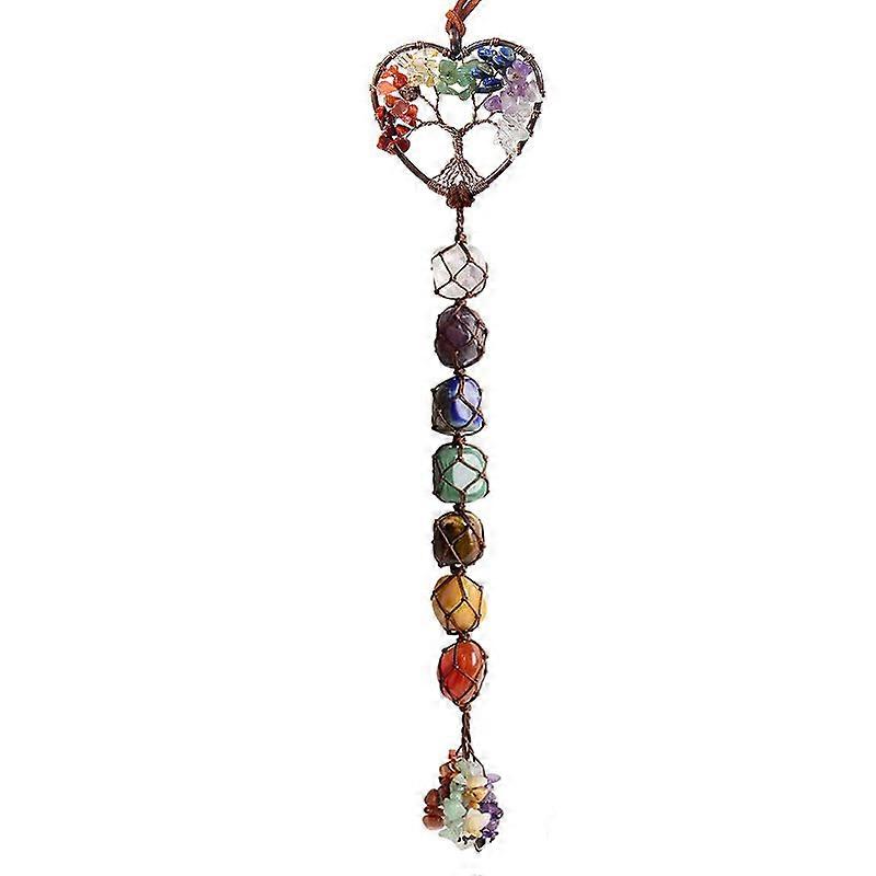 7 Chakra Wall Decor, Healing Crystal Ornament, Heart Shaped Tree of Life, Chakra Crystal Healing Stone Ornament, Dice