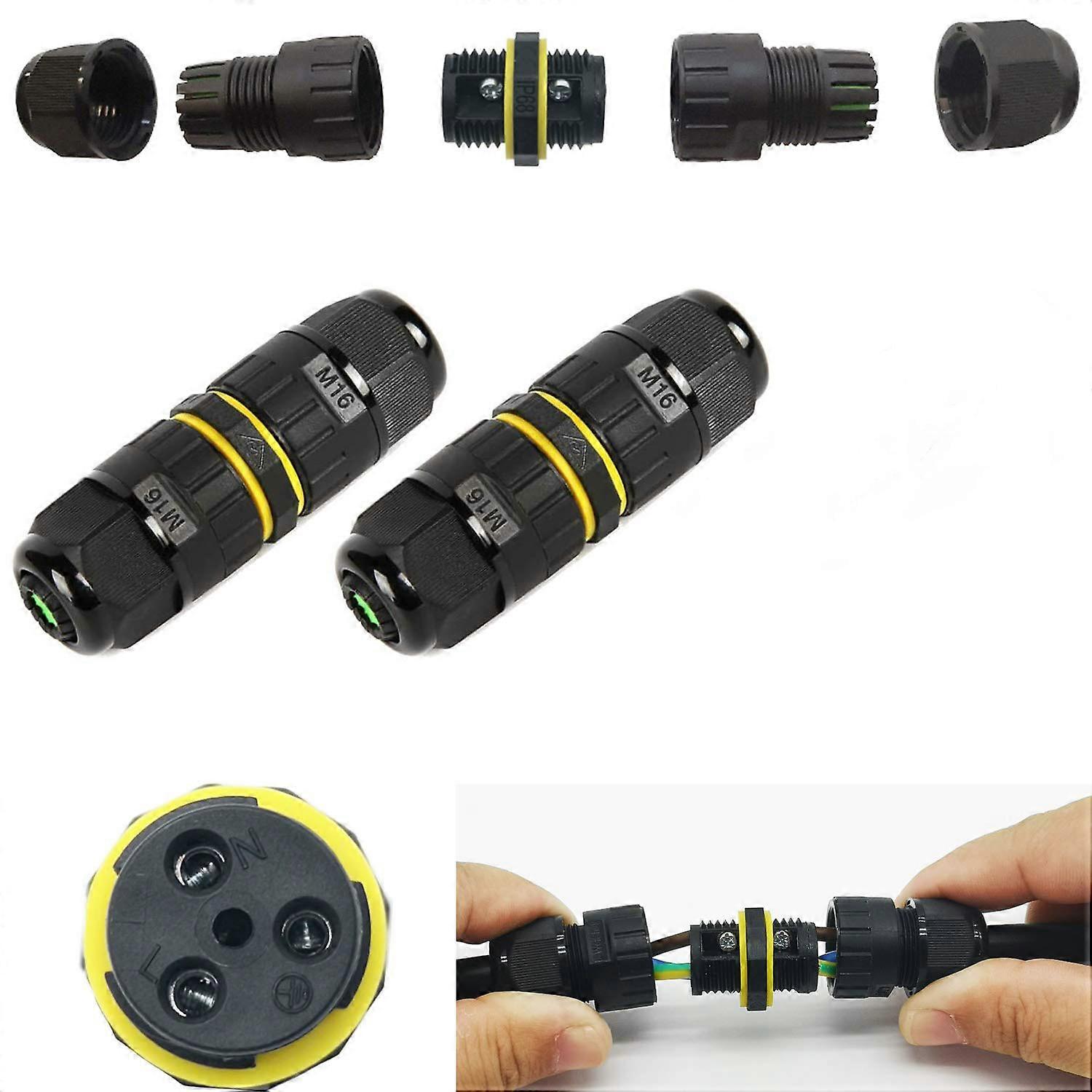 2Pcs Waterproof Connector Box IP68 Waterproof Cable Connector/External Sheath Connector/Weatherproof Outdoor Patch Cable Socket