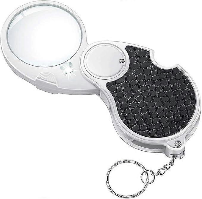 Handheld Folding Illuminated Magnifier - Diameter 43mm Flip Lens, 5X Handheld Magnifier Small Illuminated Foldable Handheld Illuminated Magnifier For