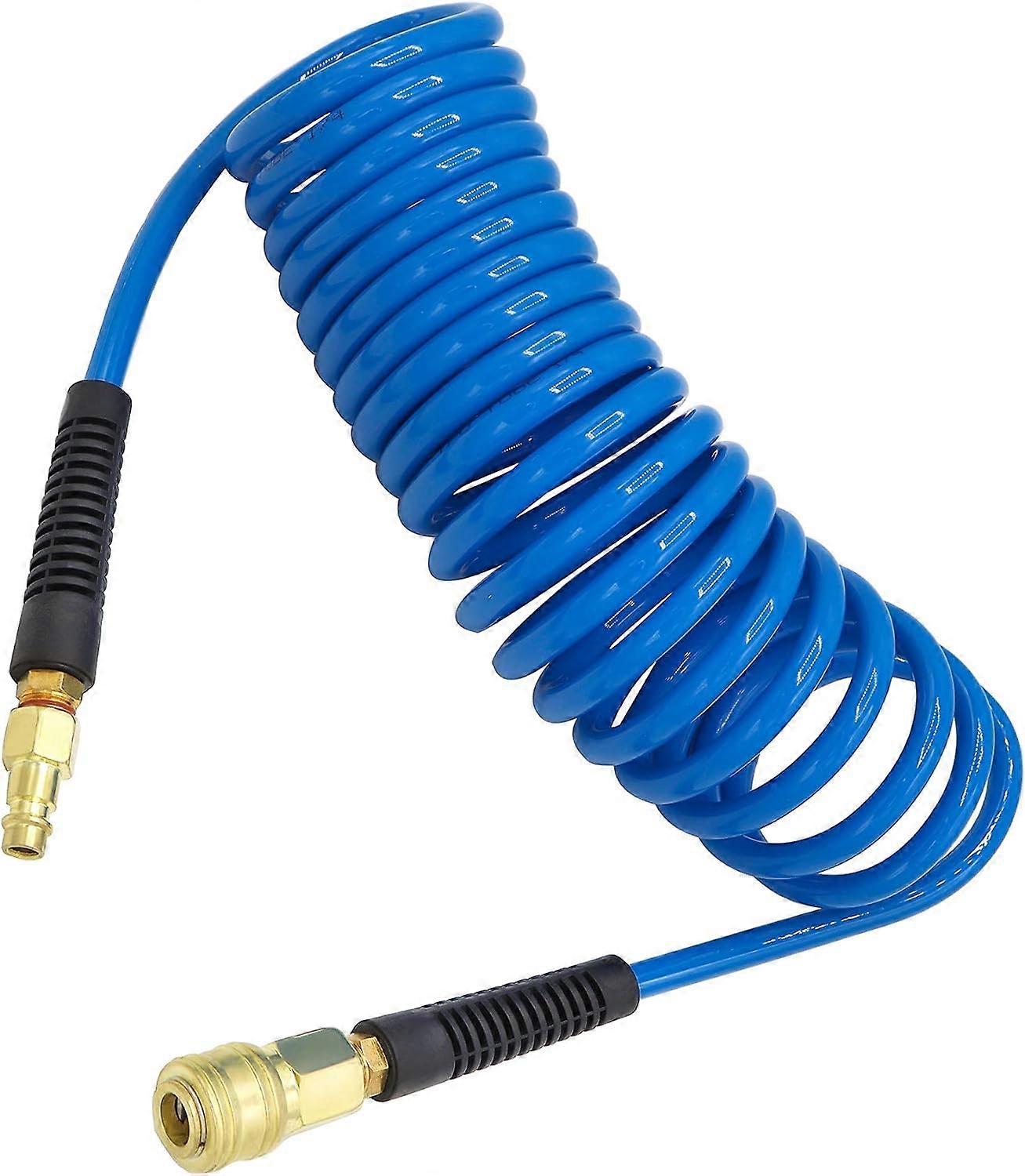 PU compressed air hose, with 1/4" quick coupling, bend limiter, blue
