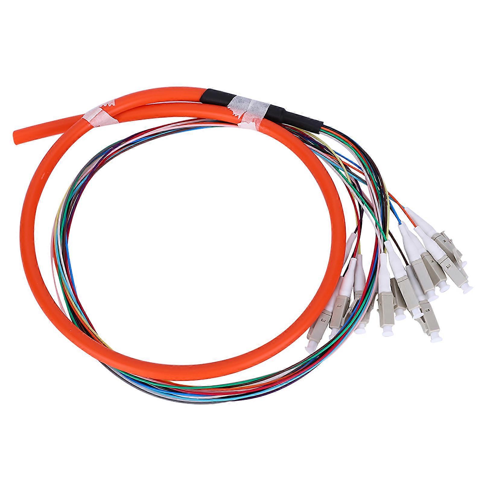 12-Core LC/UPC Multimode Fiber Pigtail Cable - 62.5/125, PVC Outer Shell
