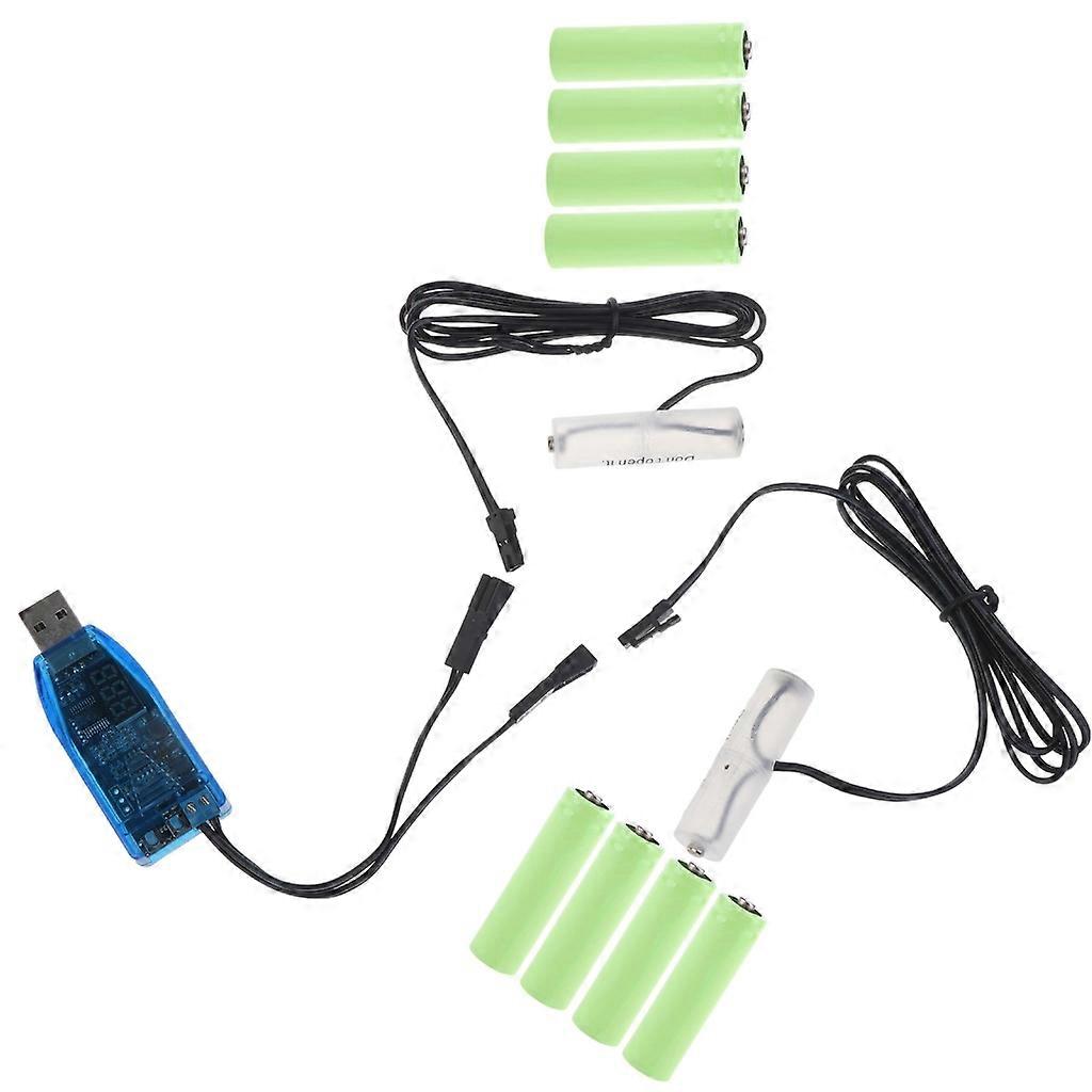 2-in-1 USB Type C to 1-24V Dual AA Dummy Battery Power Cable with Voltmeter