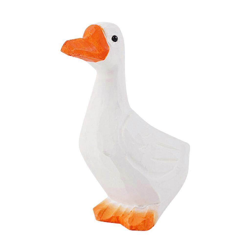 1pc Cartoon Duck Ornament Funny Home Ornament Wooden Duck Desktop Adornment