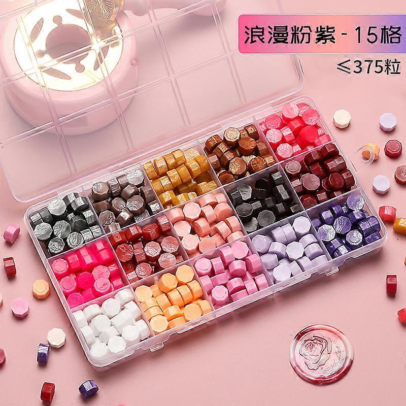 600pcs Versiegelung Wachsperlen verpackt in Kunststoff box, 24 Farben Octagon Versiegelung