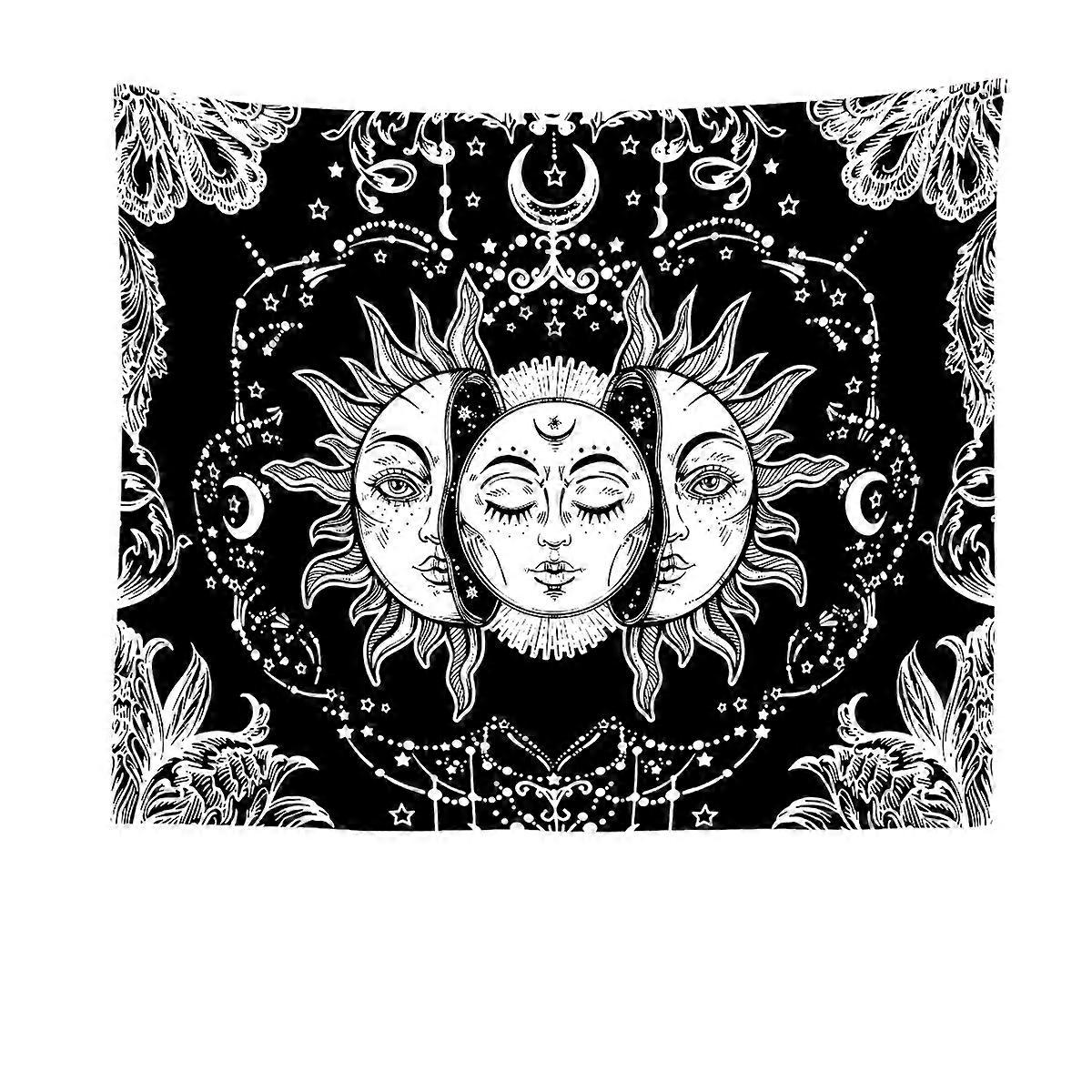 Tapestry Psychedelic Style Burning Sun with Star Pattern