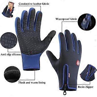 Winterhandschoenen, Touch Screen Antislip Lichtgewicht Liners Gel - Elastische manchet - Thermisch Zacht, Voor Fietsen Sportief Klimmen, Zwart, M