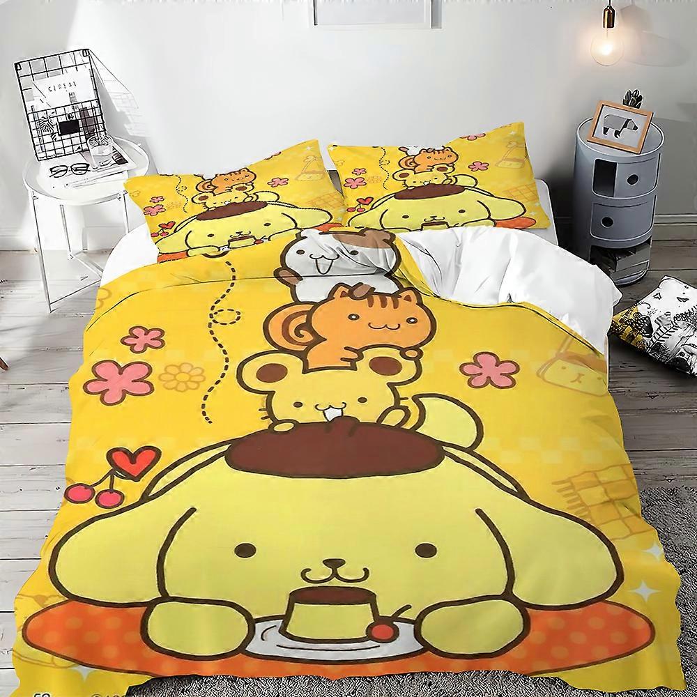 f347  Bed Sheets Duvet Cover Pompompurin Suitable for Single Double Bed King Size pcs 3pcs Bedding Pillowcase Quilt Cover Multi-sizeBed Sheets Rt347