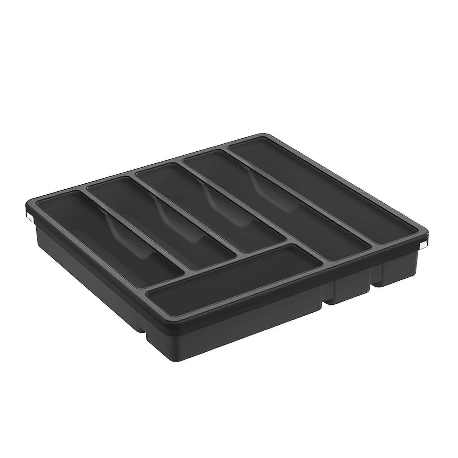 Kitchen Flatware Utensil Holder with Lid 6 Compartments Drawer Countertop Chopstick Spoon Fork Cutter Cutlery Storage Box Covered Organizer Tray