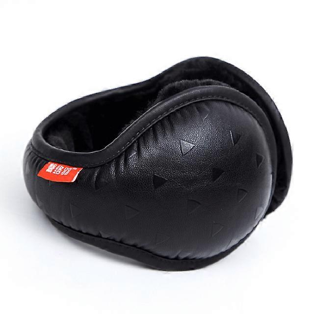 Winter Earmuffs for Men Foldable Ear Warmers British Style Plaid Plush Ear Muff Adjustable PU Leather Earcap Back Wear Earphone