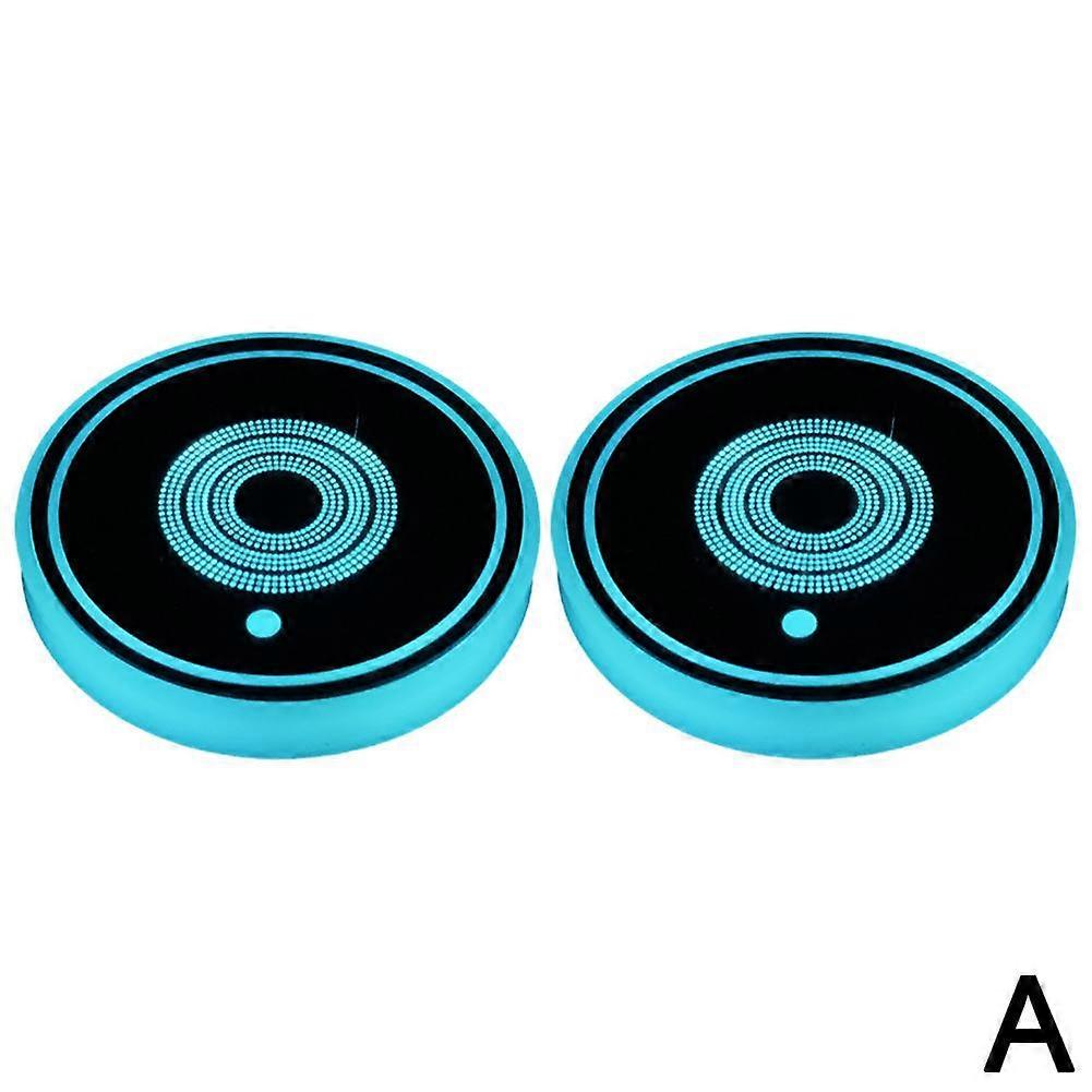2 st LED-bilmugghållare färgglada RGB-underlägg för inredning