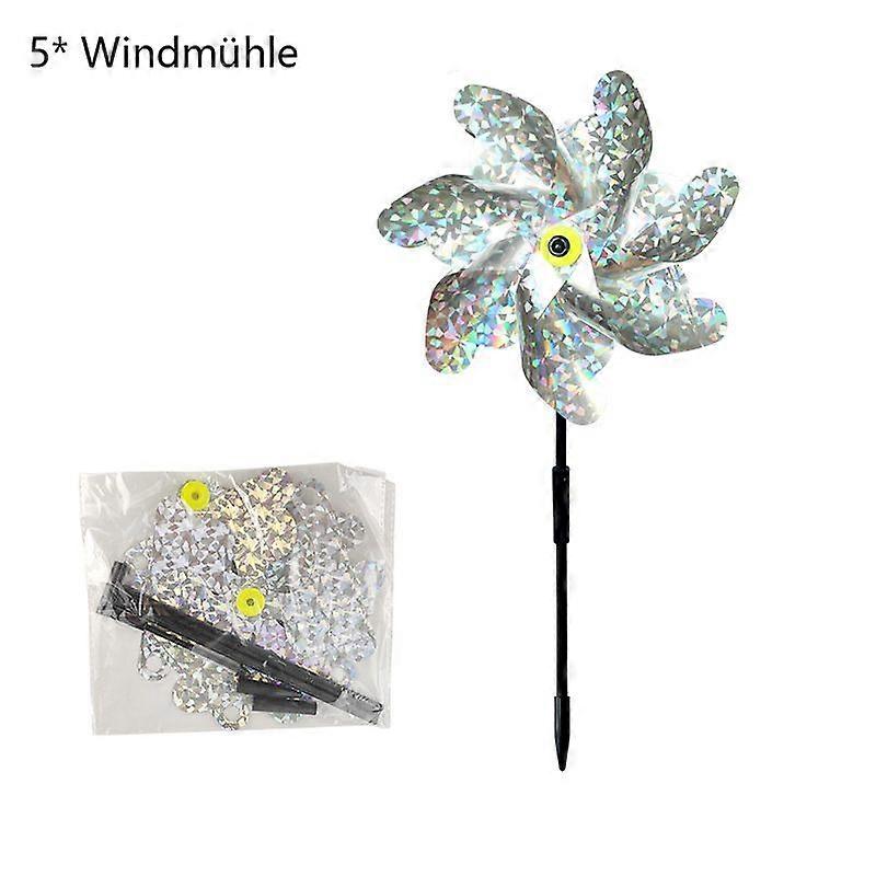 5pcs Silver Bird Repellent Windmill-Seven Piece Windmill 1pc Silver Flake