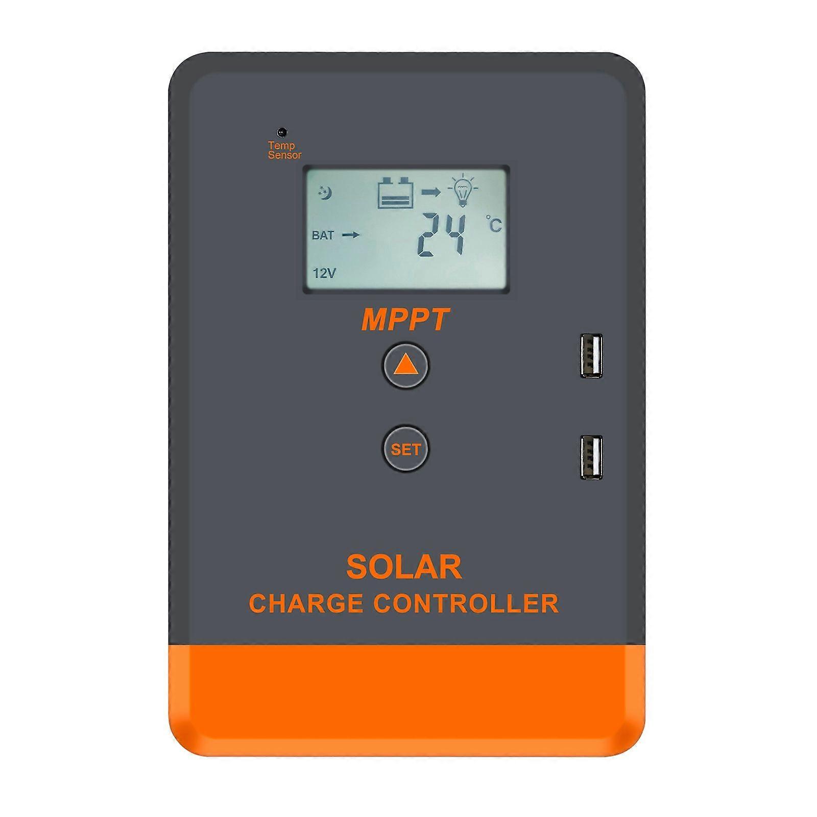 12Volt / 24Volt Automatisk Spänning Solpanel Regulator LCD-skärm Solpanel med bakgrundsbelysning Flera lastkontrolllägen Solar C