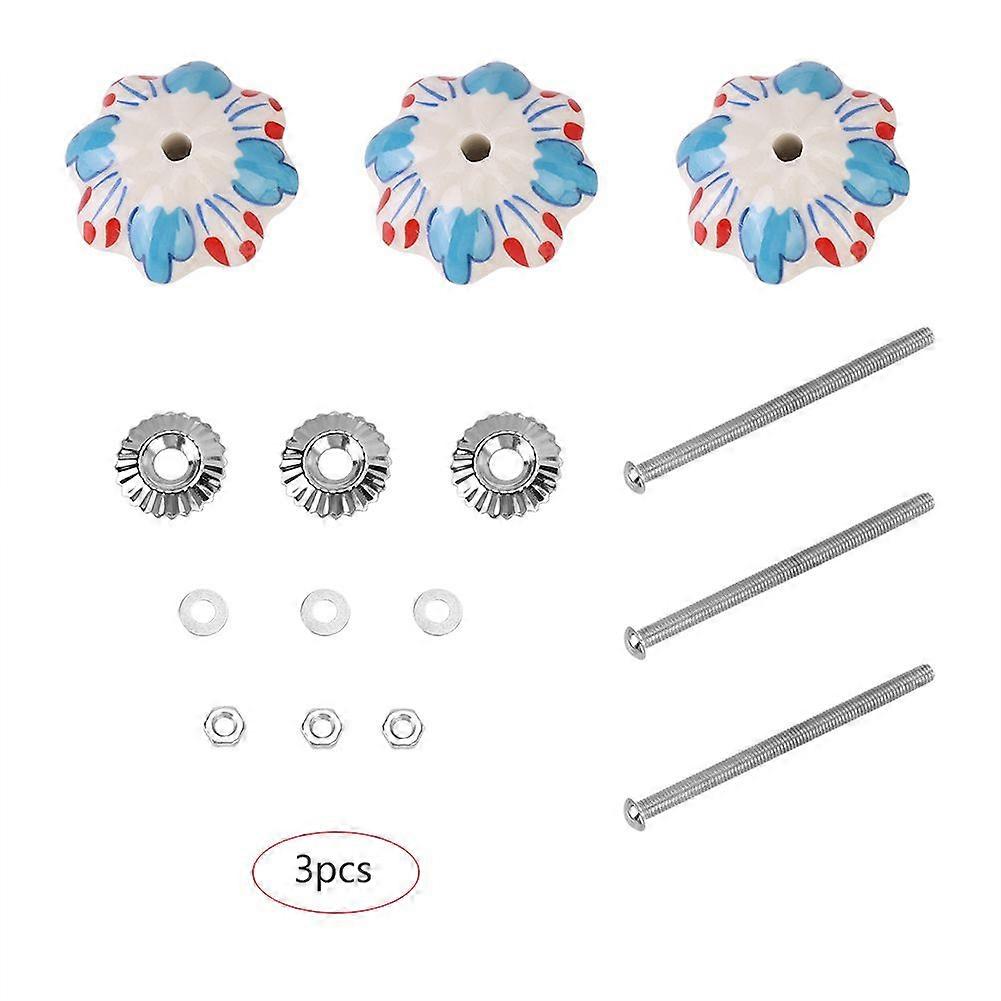 3PCS Multi Designed Ceramic Cupboard Cabinet Door Knobs Drawer Pulls Chrome Hardware