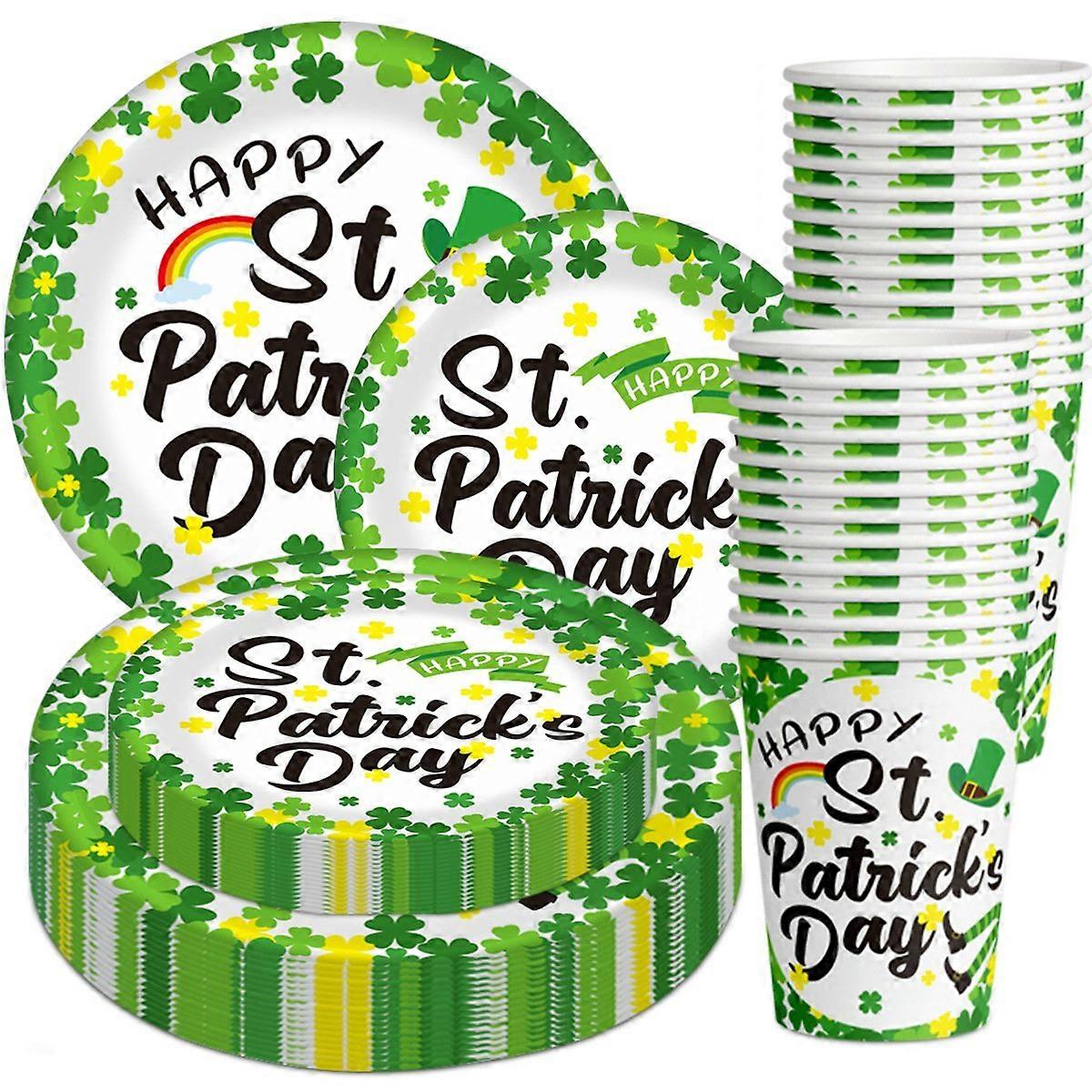 St. Patrick's Day themed party decorated paper cup and plate set