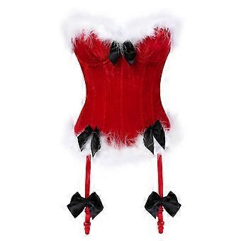 Biancheria intima di Natale per le donne Babbo Natale Costume Sexy Bustier Corsetto Top Body Giarrettiera Lingerie Spettacoli Vestiti Rosso XL