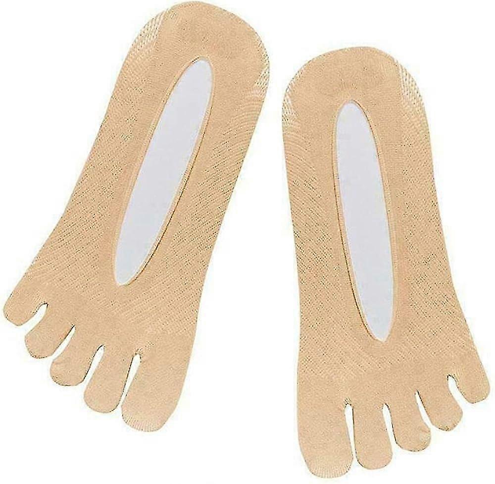 Toe Socks Microfiber No Show Liner Five Toe Breathable Socks with Gel Tab, 5 Pair Pack