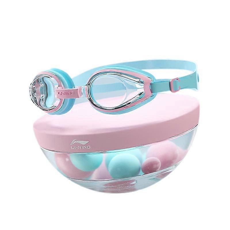 Li-Ning Swimming Goggles, No Leaking Anti Fog UV Protection Swim Goggles  for Men, Women, Junior, Kids-Light Blue