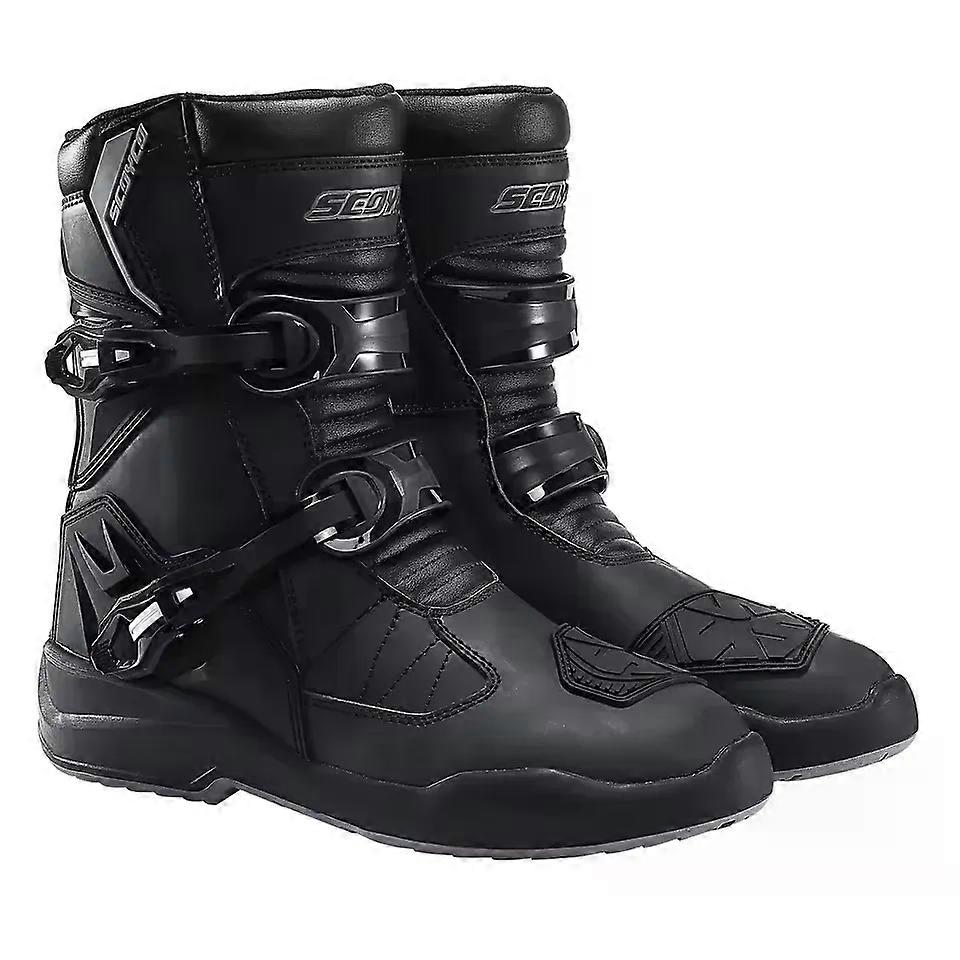 Stivali da moto da uomo, impermeabili, scarpe da motociclista, stivali da motocross in pelle marrone, accessori per moto antiscivolo