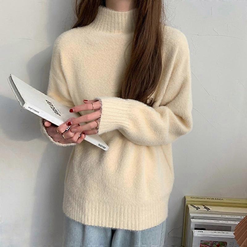 Damestrui effen kleur losse gebreide trui top