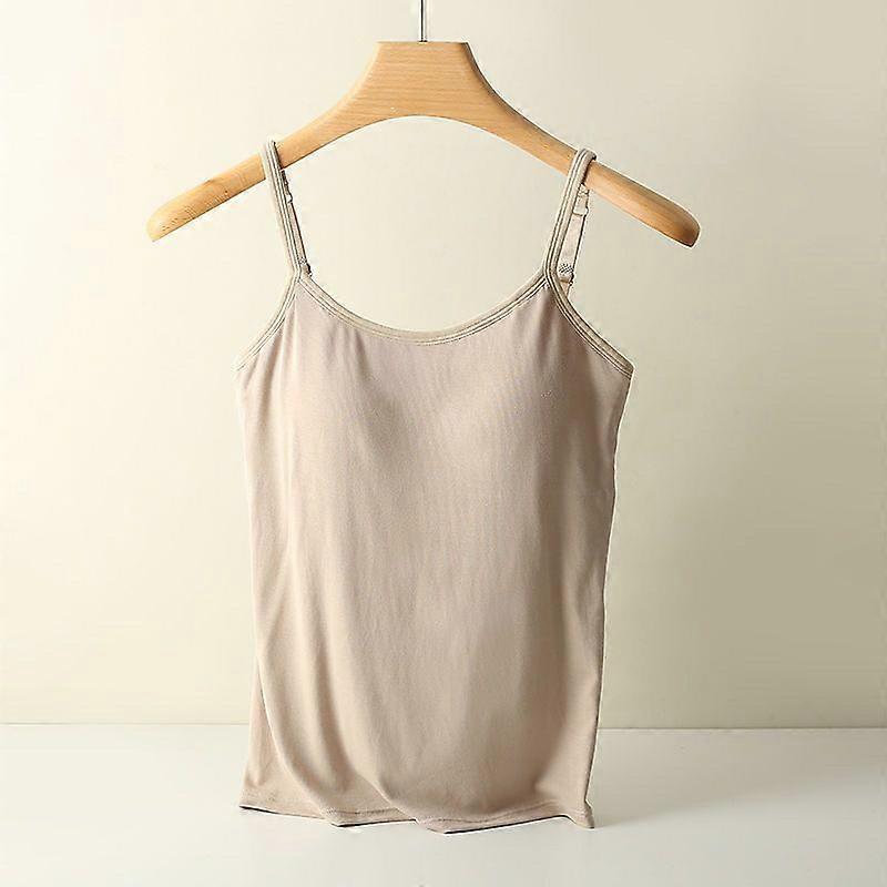 Women Sexy Soft Camisole with Built In Bra Adjustable Shoulder Strap Vest Tank Tops Bottoming Shirt