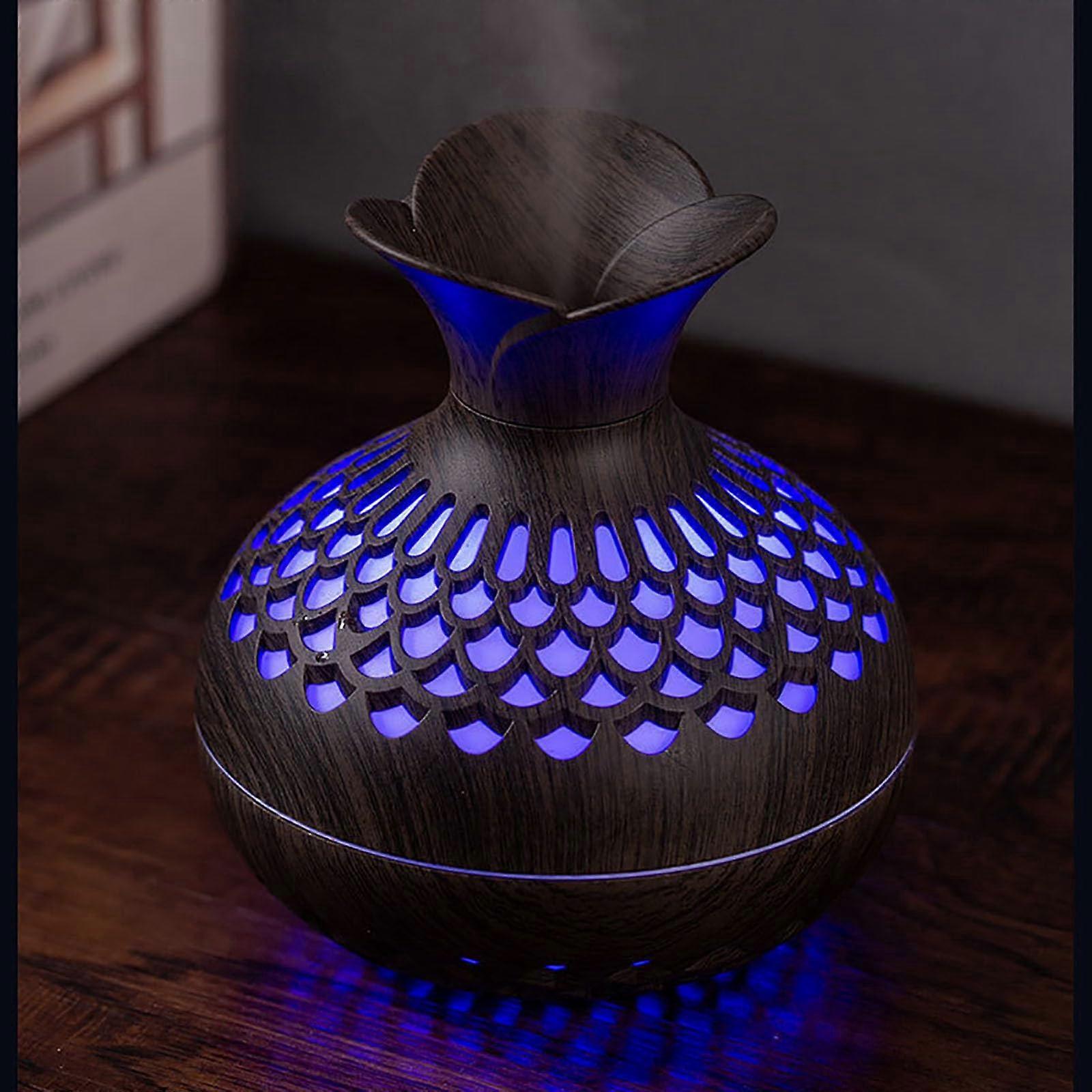 300ml Aromatherapy Essential Oil Diffuser with Wood Grain, USB (Black)