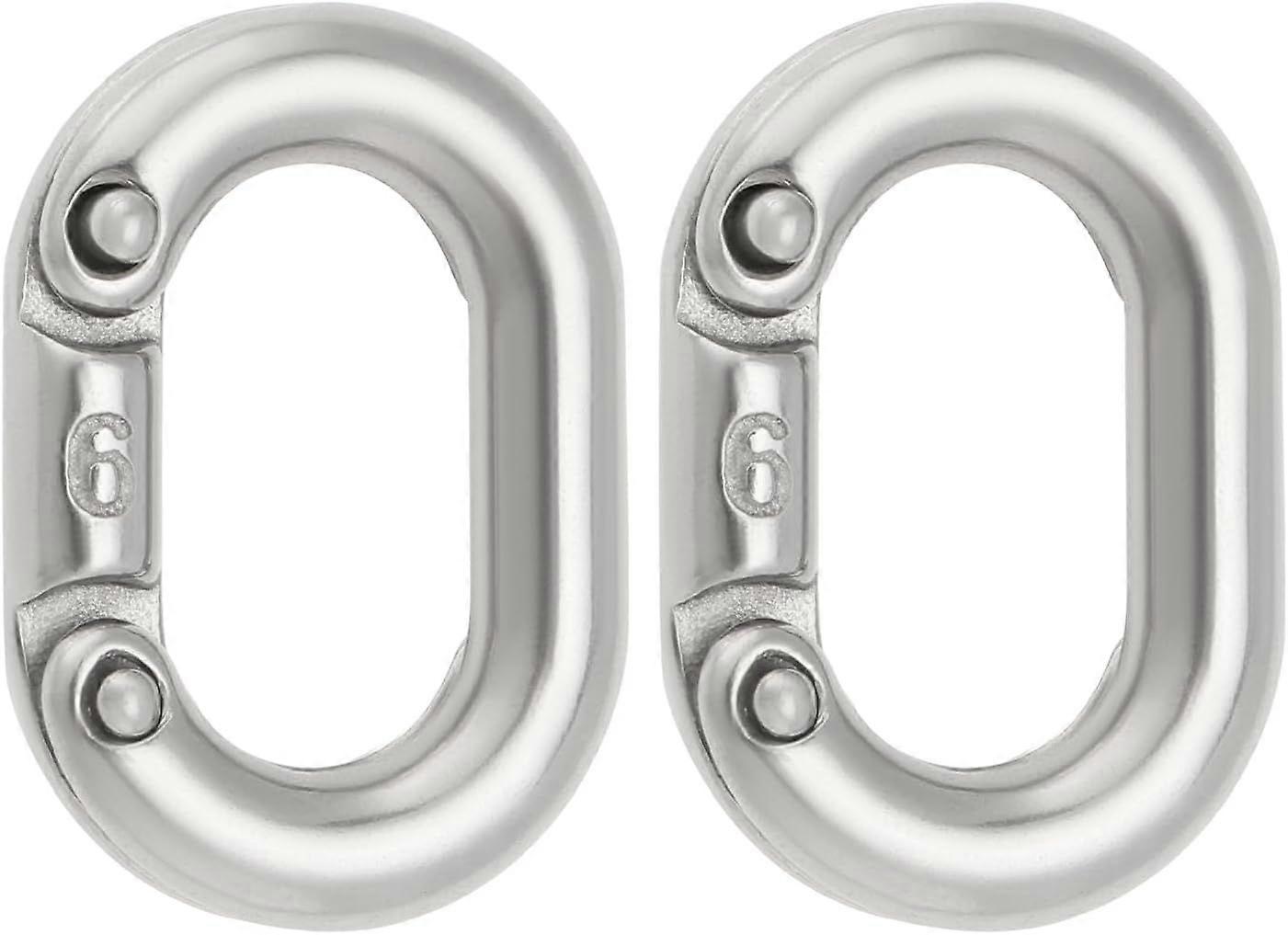 4Pcs 6mm 316 Stainless Steel Chain Link Split Connector Heavy Duty Chain Link for Chain Connection 22x12mm Silver