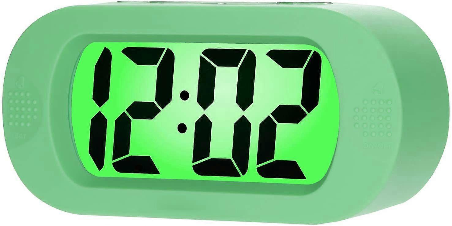 JUSCH Easy Setting Silicone Protective Cover Digital Silent LCD Large Screen Desk Bedside Alarm Clock with Snooze Light Function Batteries Powered (Cy