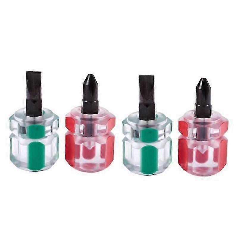 4Pcs Flat Phillips Screwdriver Mini Short Screwdriver Small Split Repair Tools Kit Set Green+Red