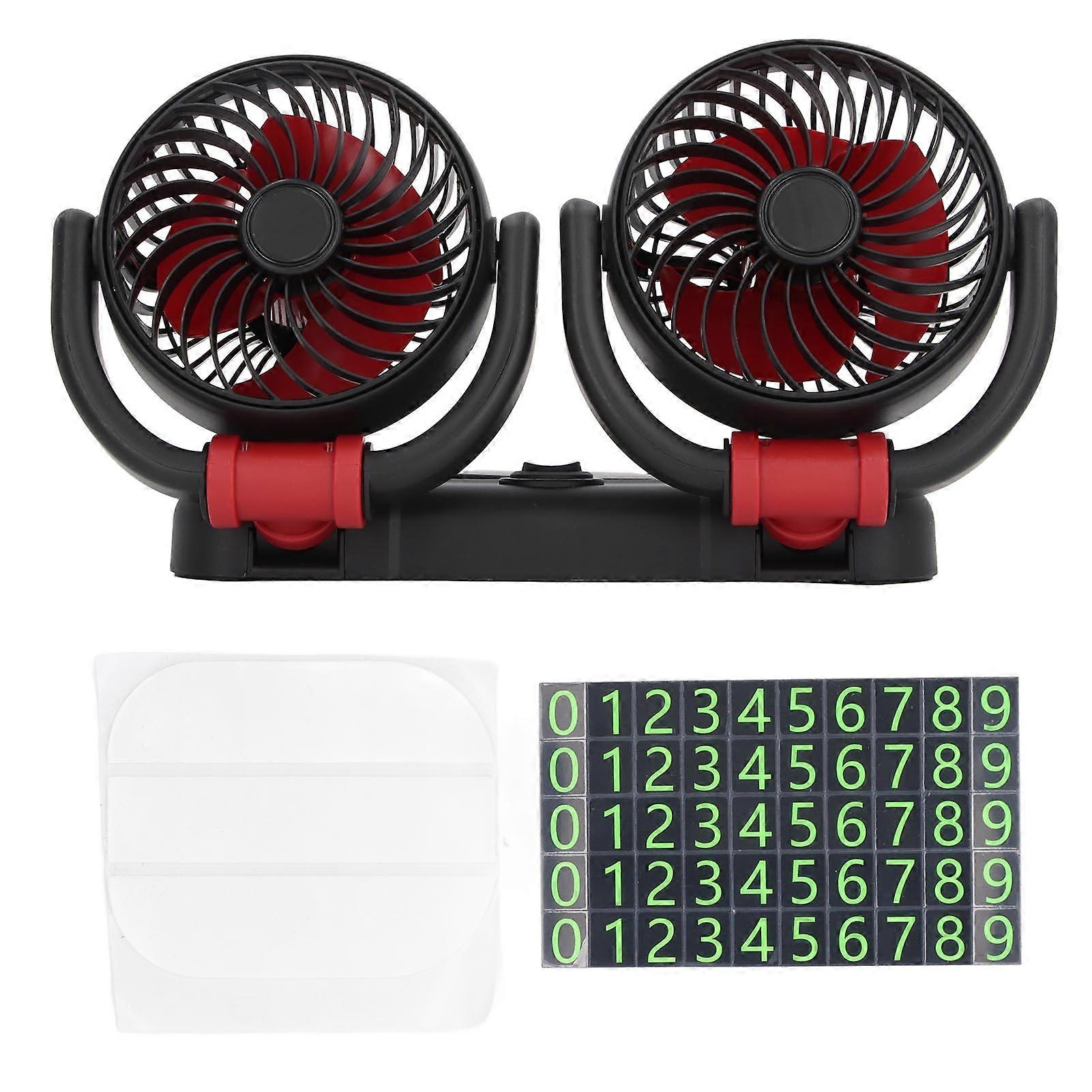 Dual Head Car Fan, DC24V Vehicle Fan Foldable Dual Head Fan Brushless Motor 2 Speeds 360 Degree Rotatable Cooling Fan for Car Dashboard
