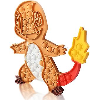 Big Pop It Pokemon Fidget Toys Pack Push Pop Bubble Fidget Sensory Toys Silicone Pressure Relieving Toys Squeeze Toys For Kids Adults,little Fire Drag