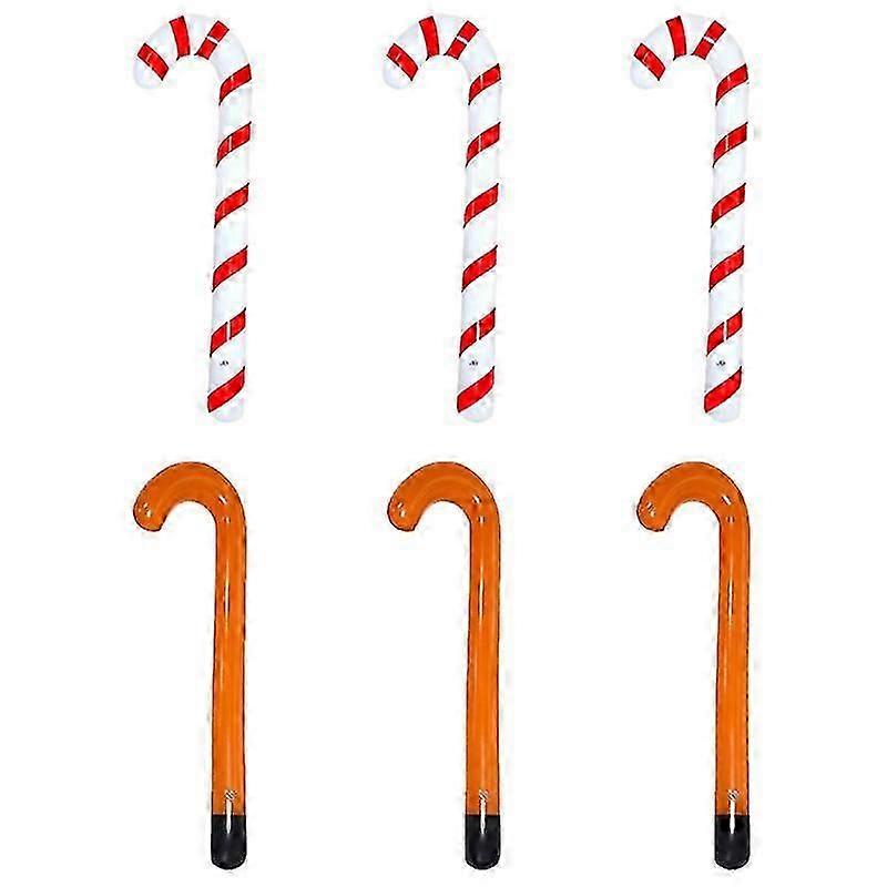 6pcs Creative Pvc Cane Navidad Rayed Inflatable Walking Sticks Juguetes