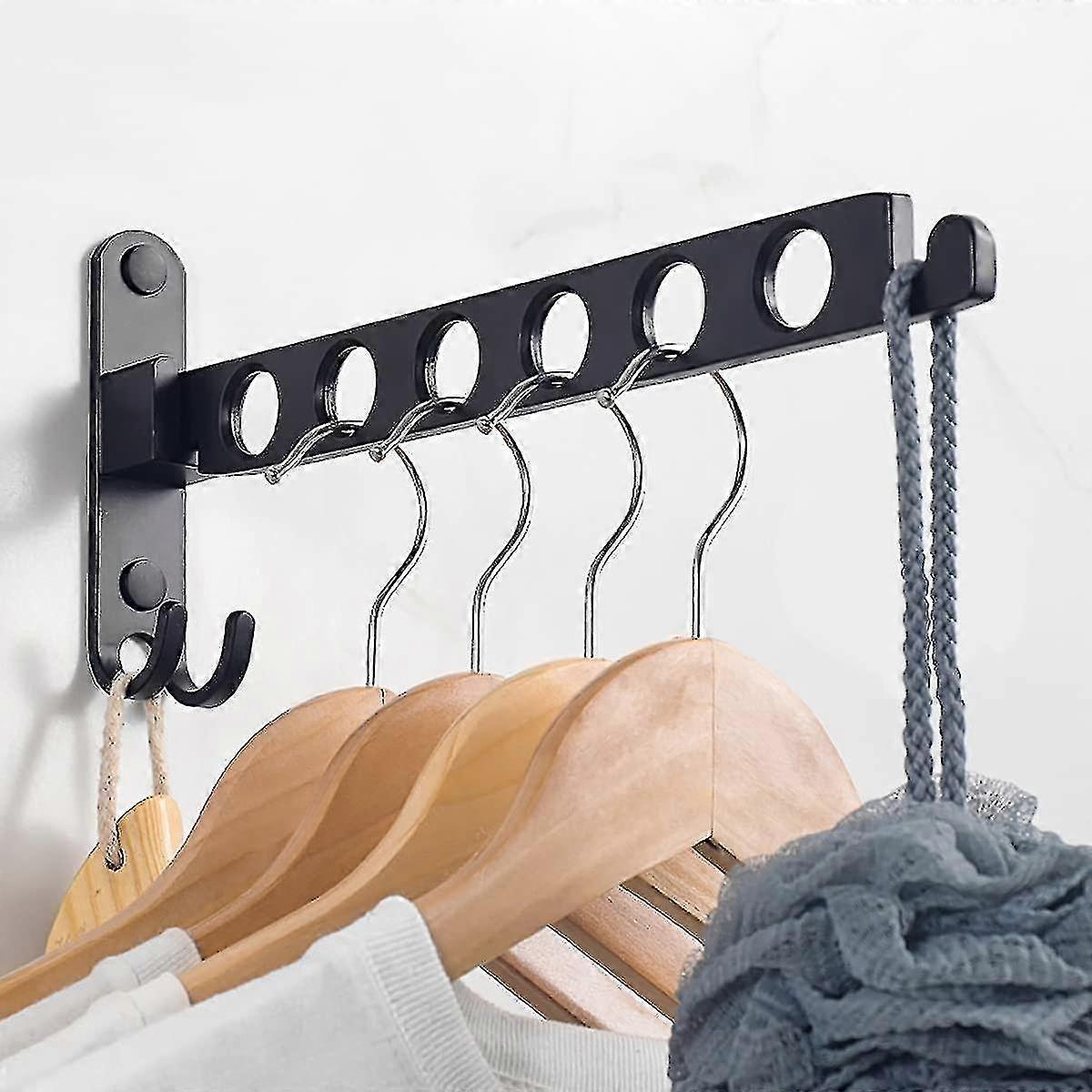 Wall-Mounted Foldable Clothes Rack, 90° Rotatable Space-Saving Drying Rack compatible with Indoor Use