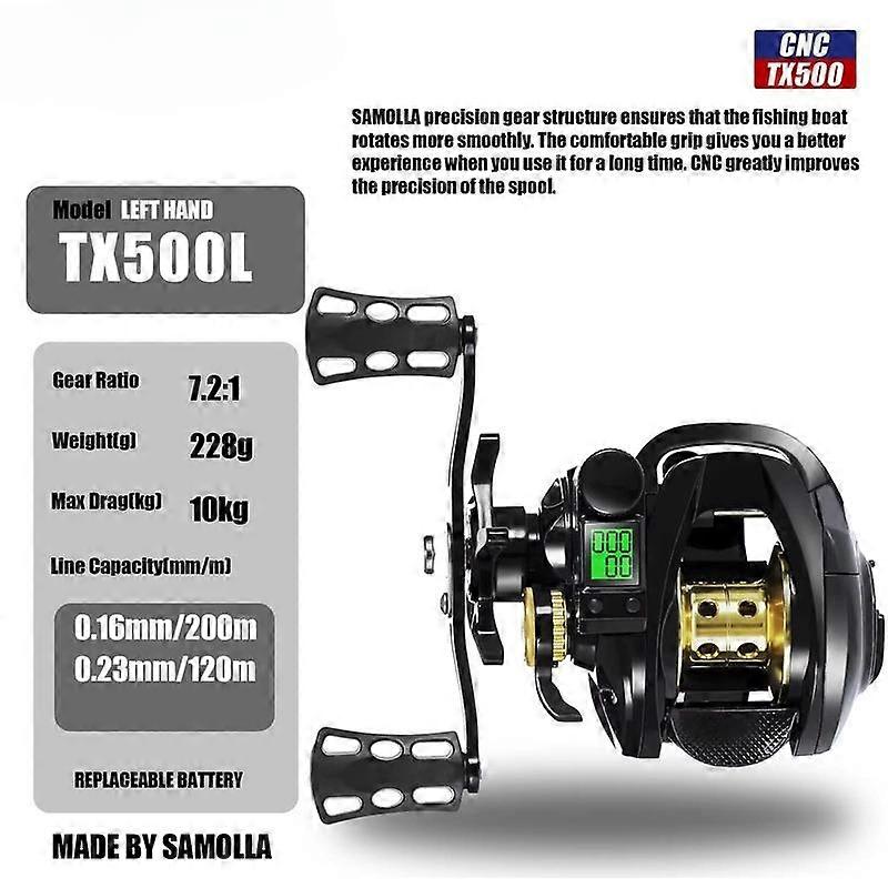 Popular Electronic Bait Casting Fishing LED Digital Display Screen Fishing Reel High Speed Ratio 7.2:1 10 Kg Drag Waterproof Seawater Casting Fishing