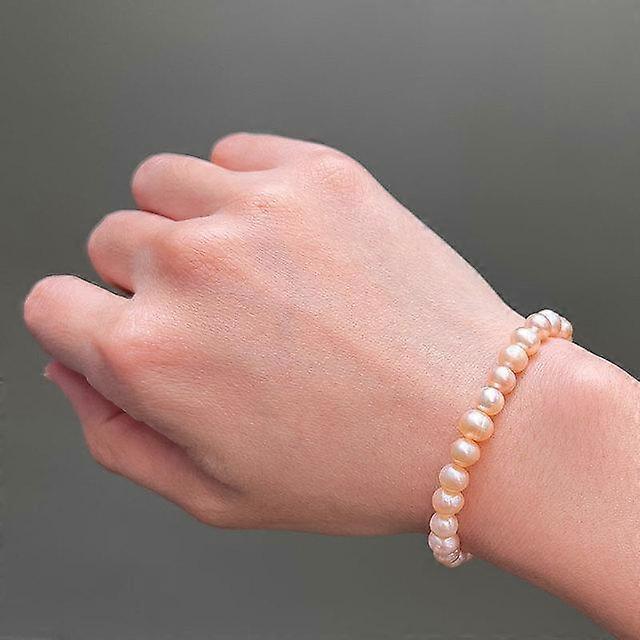 High Quality Natural Freshwater Pearl Bracelet 6mm Delicate Temperament Elastic Bracelet 14 -21cm Size Optional