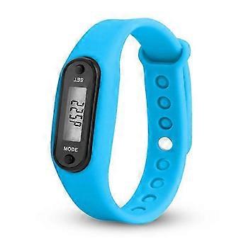 Step Count Activity Tracker Fitness Sport Watch Wrist Pedometer Lcd Adult Kid  Light blue