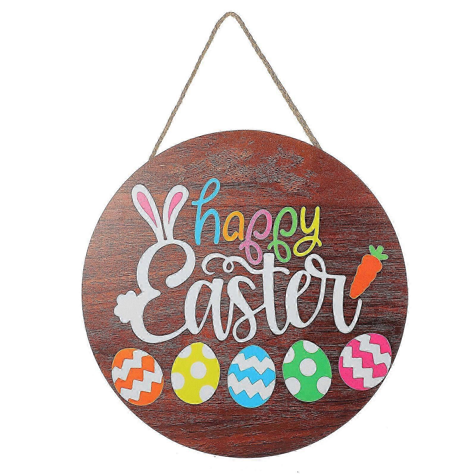ラウンドイースターウッドサインイースター木製吊り下げプラークイースター正面玄関サインイースターウェルカムサイン