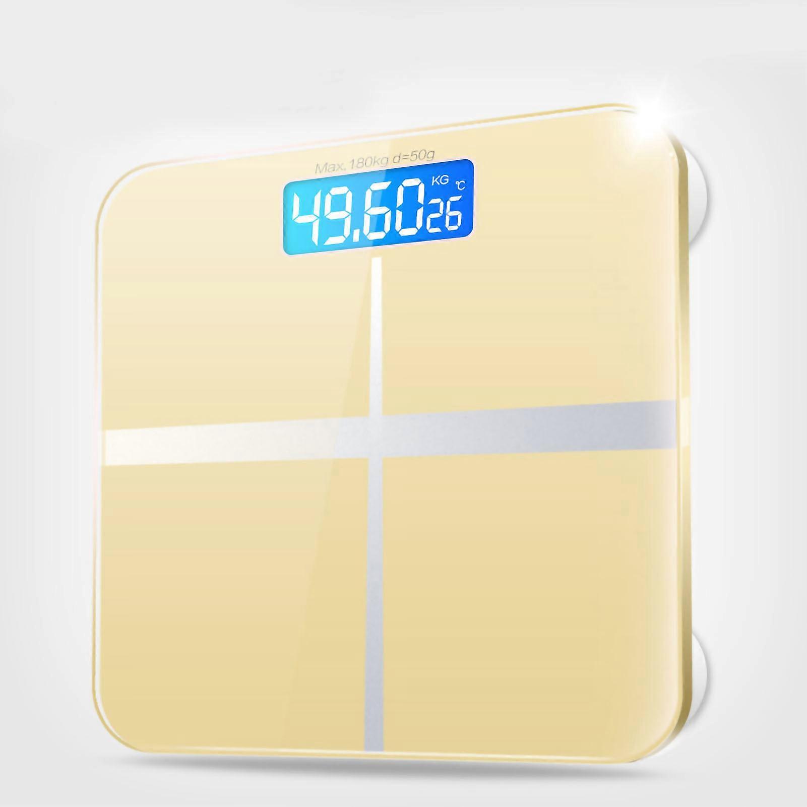 Digital Weight Scale Tempered Glass Smart Accurate Measurement Digital Weight Scale for Home Use,Gold Color 26x26cm / 10.2x10.2in ,Battery Model