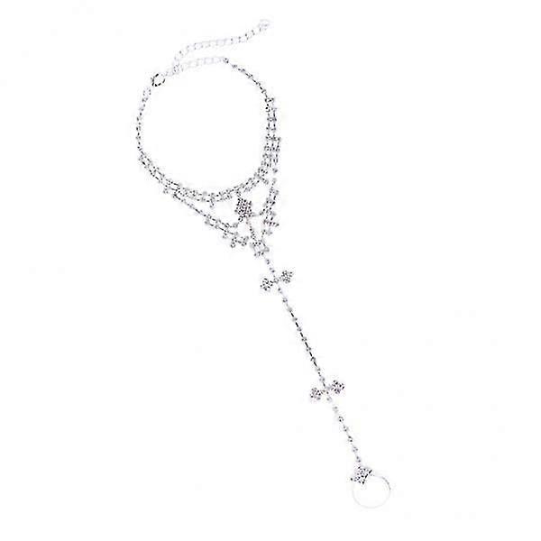 2xSparkling Crystal Rhinestone Bridal Anklet Toe Ring Beach Foot Chain